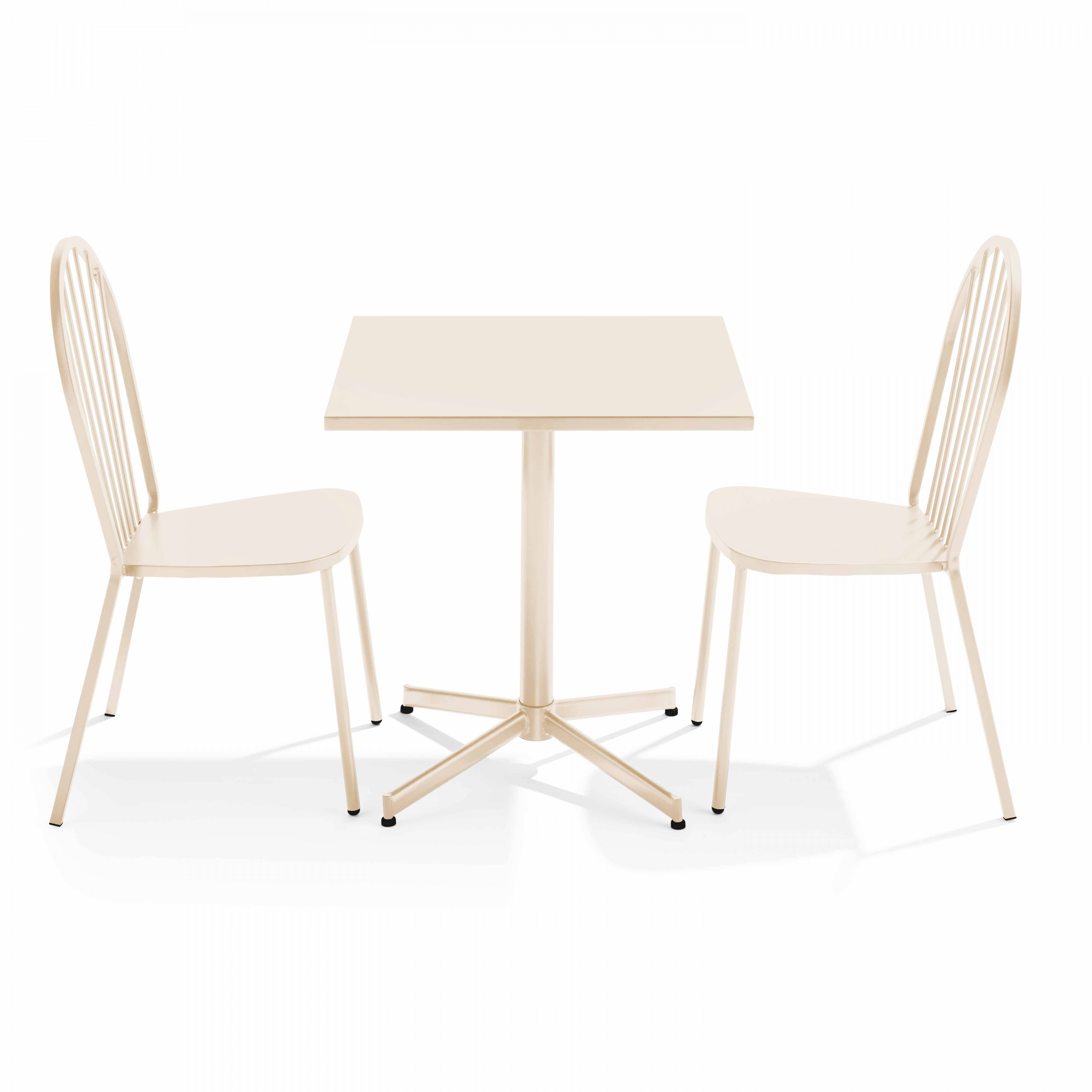 Oviala - Ensemble table carrée de jardin inclinable et 2 chaises ivoire Palavas - Oviala - Image 1