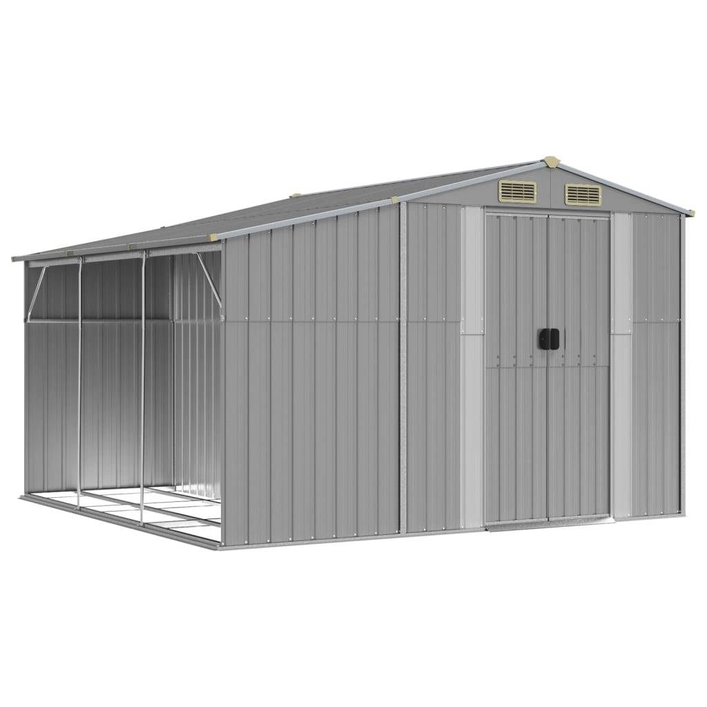 Helloshop26 - Abri de jardin cabane cabanon maison de stockage remise extérieur hangar outils robuste 277 x 279 x 179 cm acier galvanisé gris - Image 1