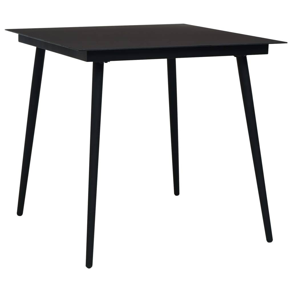 ComfortXL - Table de Jardin Carrée 80x80 cm Noire, Structure en Acier et Plateau en Verre, Design Moderne – ComfortXL Outdoor Living - Image 1