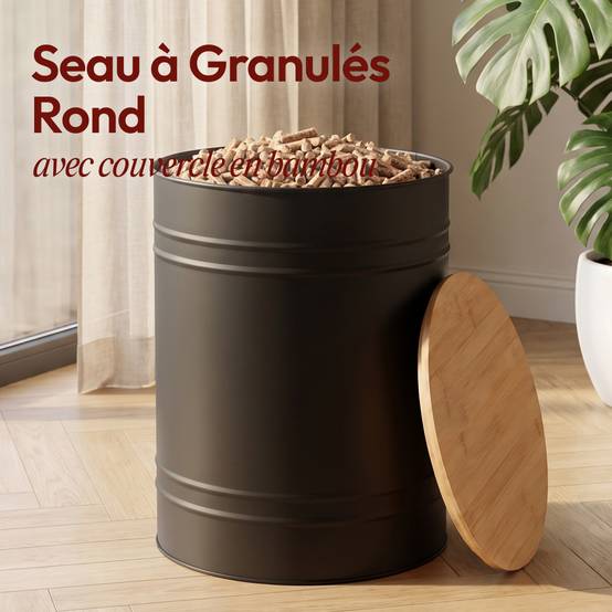 Réservoir Pellets & Granulés Rond, Cap. 30kg, Métal Noir CASABEL - Image 3