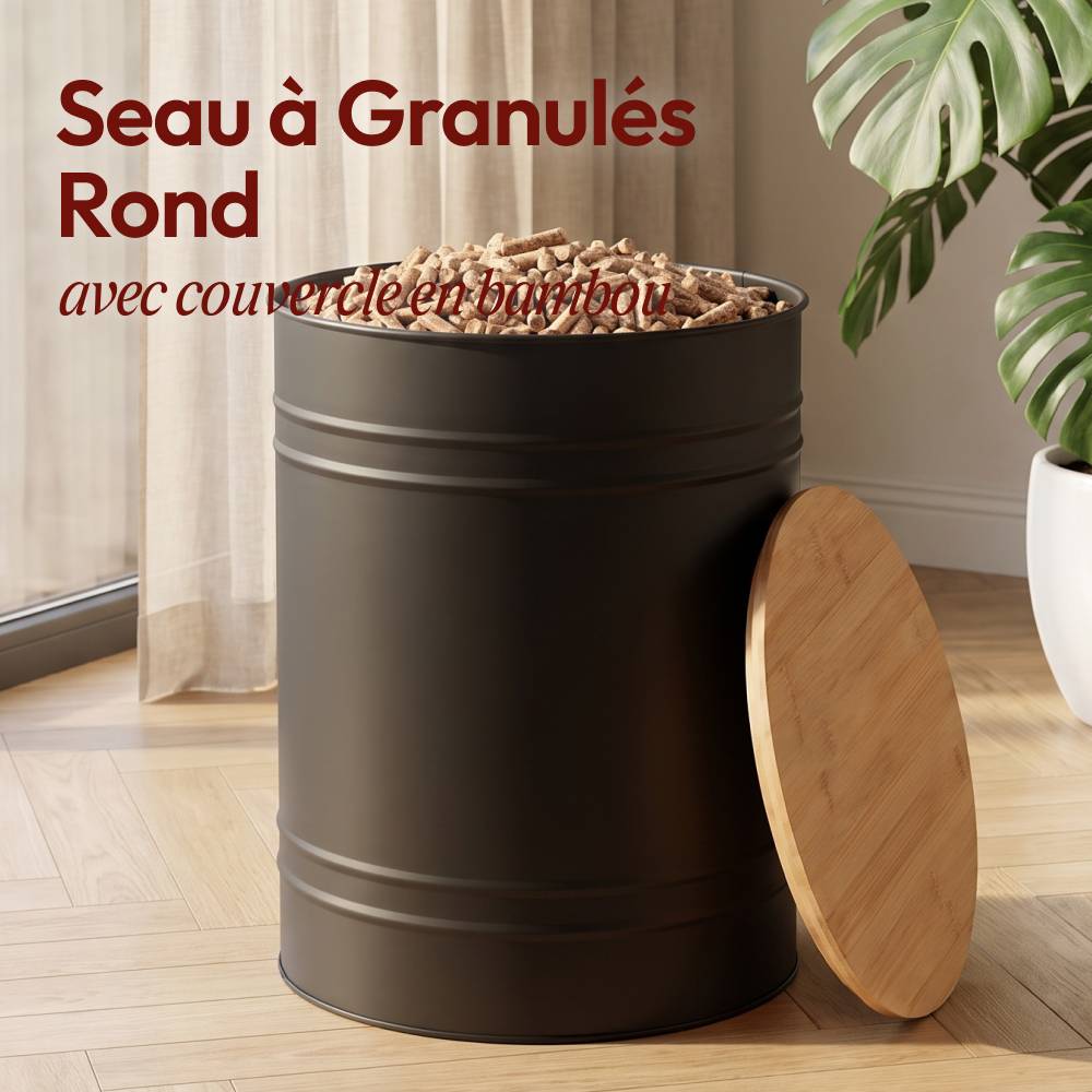 Réservoir Pellets & Granulés Rond, Cap. 30kg, Métal Noir CASABEL - Image 3