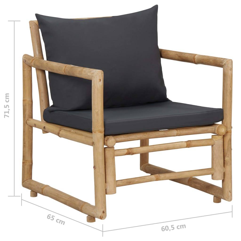 Vidaxl - Salon de jardin 4 pcs avec coussins Bambou vidaXL 315601 - Image 3