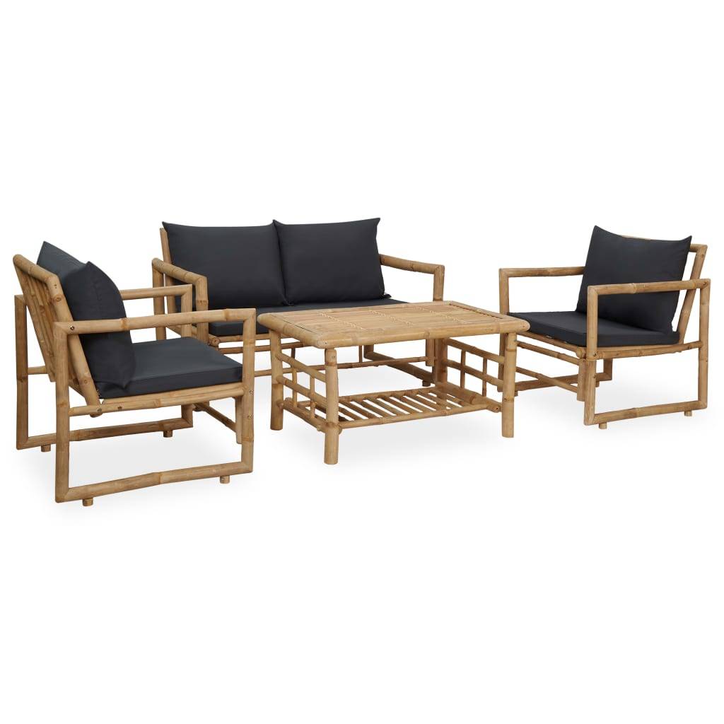 Vidaxl - Salon de jardin 4 pcs avec coussins Bambou vidaXL 315601