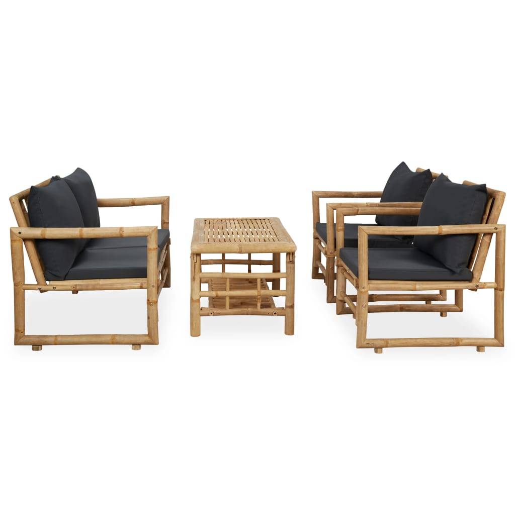 Vidaxl - Salon de jardin 4 pcs avec coussins Bambou vidaXL 315601 - Image 2