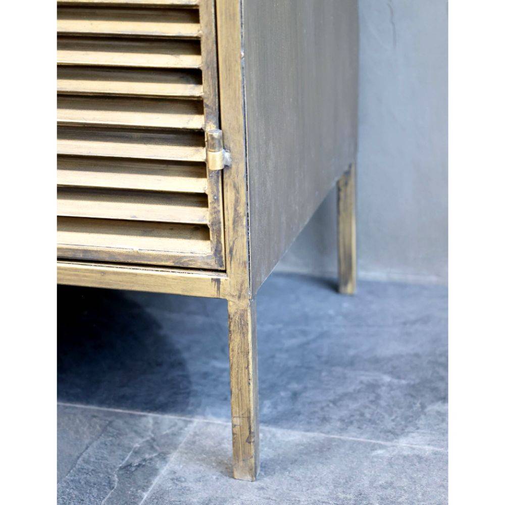 Chemin De Campagne - Armoire placard 2 portes en fer laiton antique 60 x 36.5 x 116 cm Chemin de campagne - Image 6