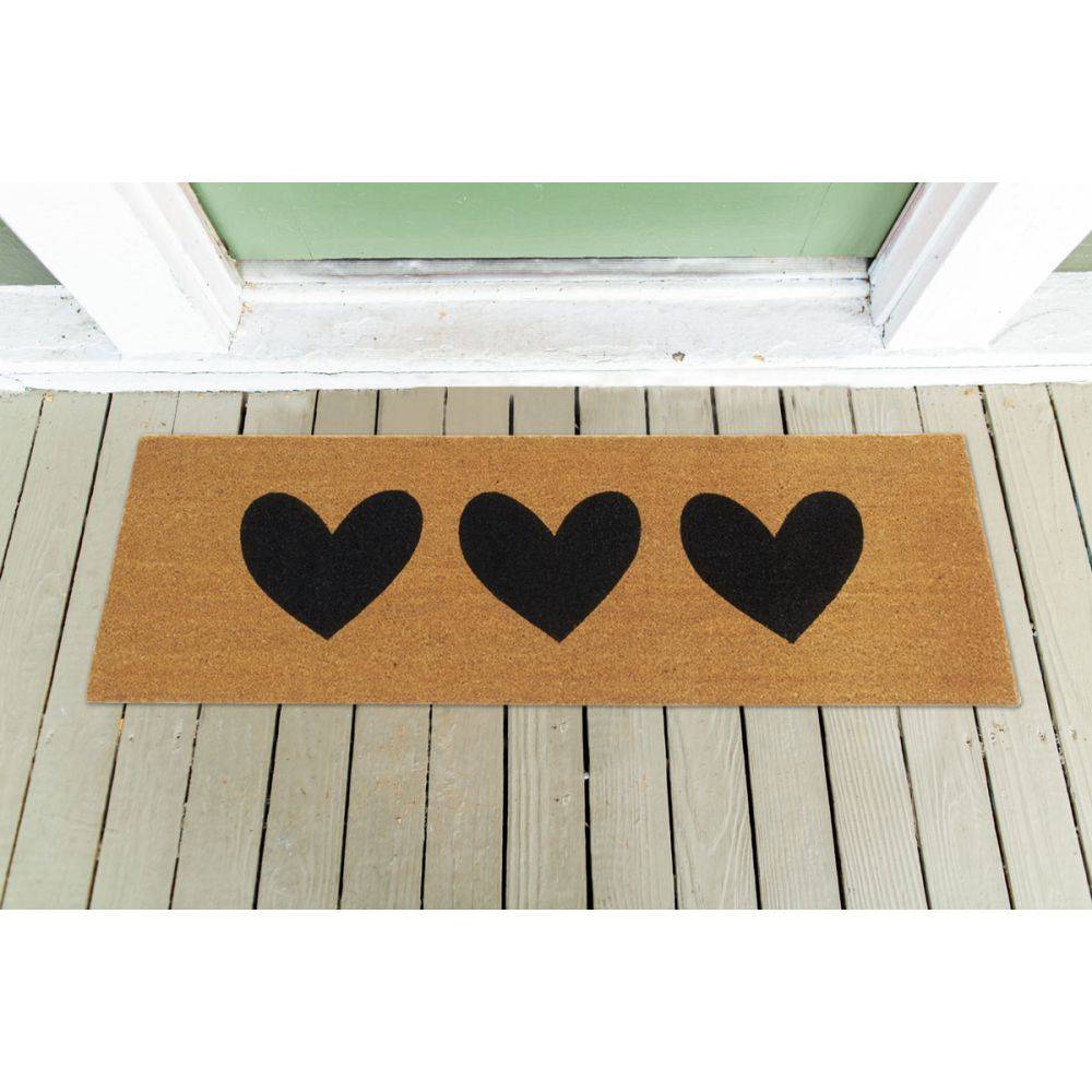 Aubry Gaspard - Paillasson grande taille en coco 120 x 40 cm 3 coeurs - Image 2