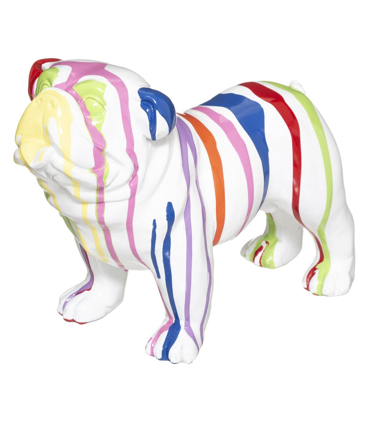 Objet déco Chien en résine Blanche et peint Trash L 25 cm - Image 1