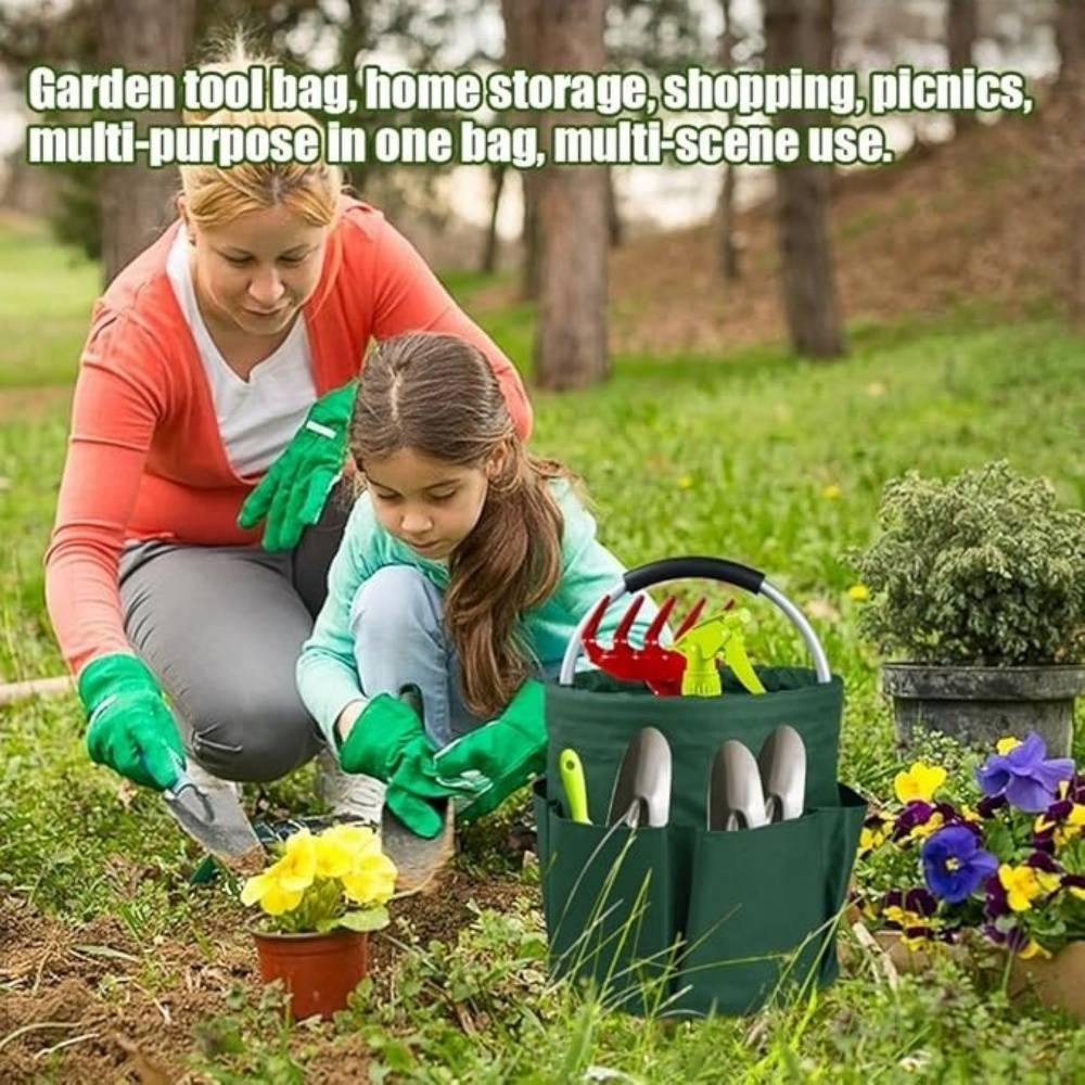 Seau De Jardin Multi-poches Oxford - Vert, 42 Poches, Rangement Outils