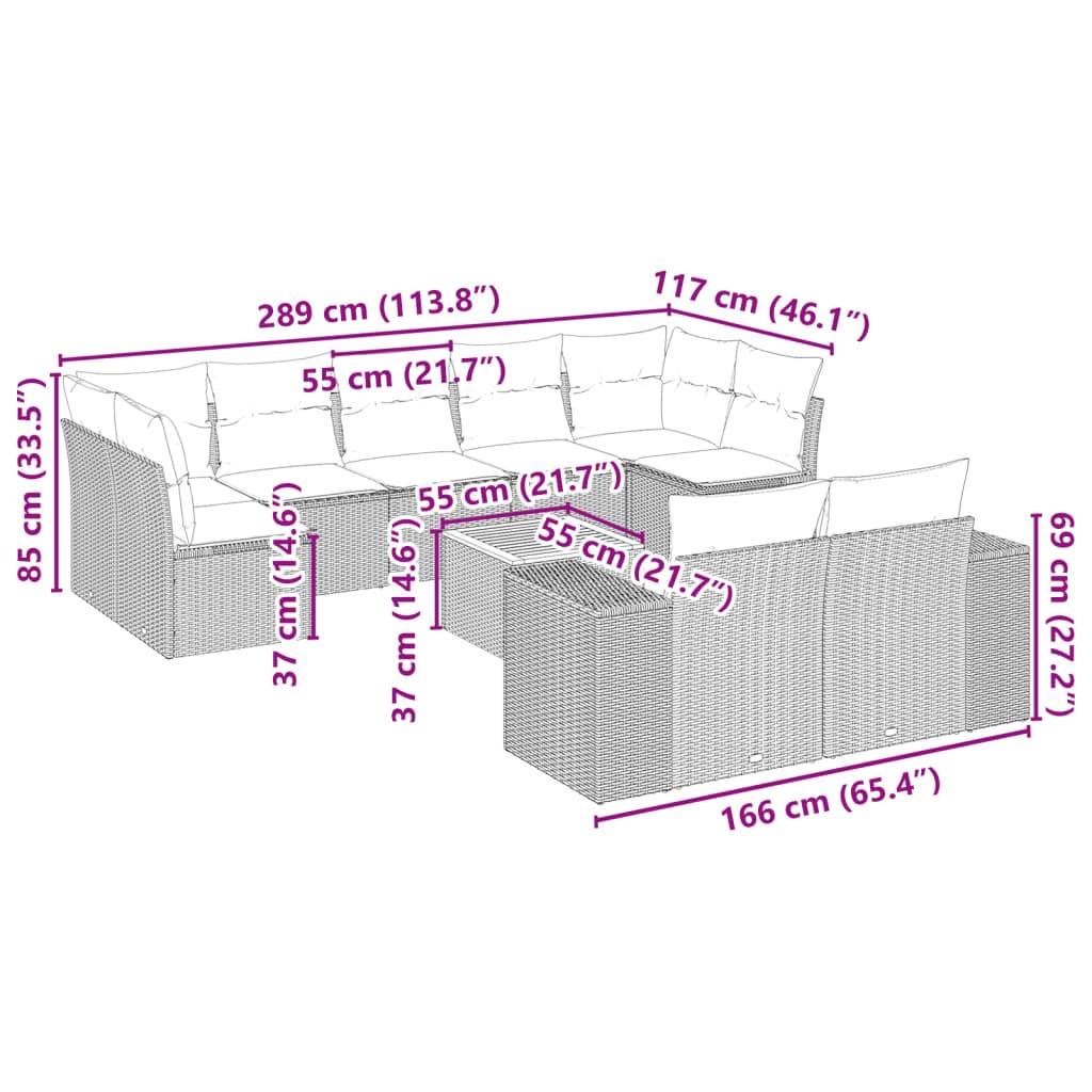 ComfortXL - Salon de Jardin Gris 10 Places en Résine Tressée Modulable avec Table en Bois Acacia pour Terrasse et Balcon – ComfortXL Outdoor Living - Image 8