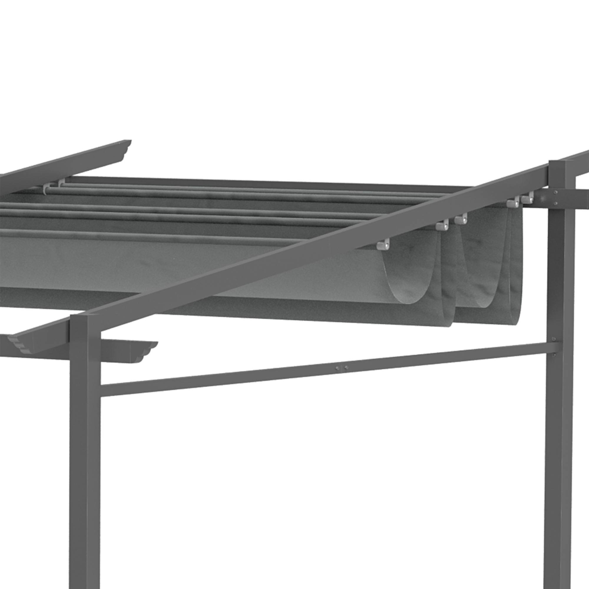 Outsunny - Pergola extérieure adossée 4x3m toile coulissante rétractable structure acier et aluminium polyester 180g/m² gris - Outsunny - Image 6