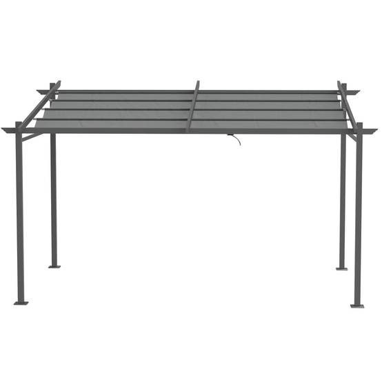 Outsunny - Pergola extérieure adossée 4x3m toile coulissante rétractable structure acier et aluminium polyester 180g/m² gris - Outsunny - Image 4
