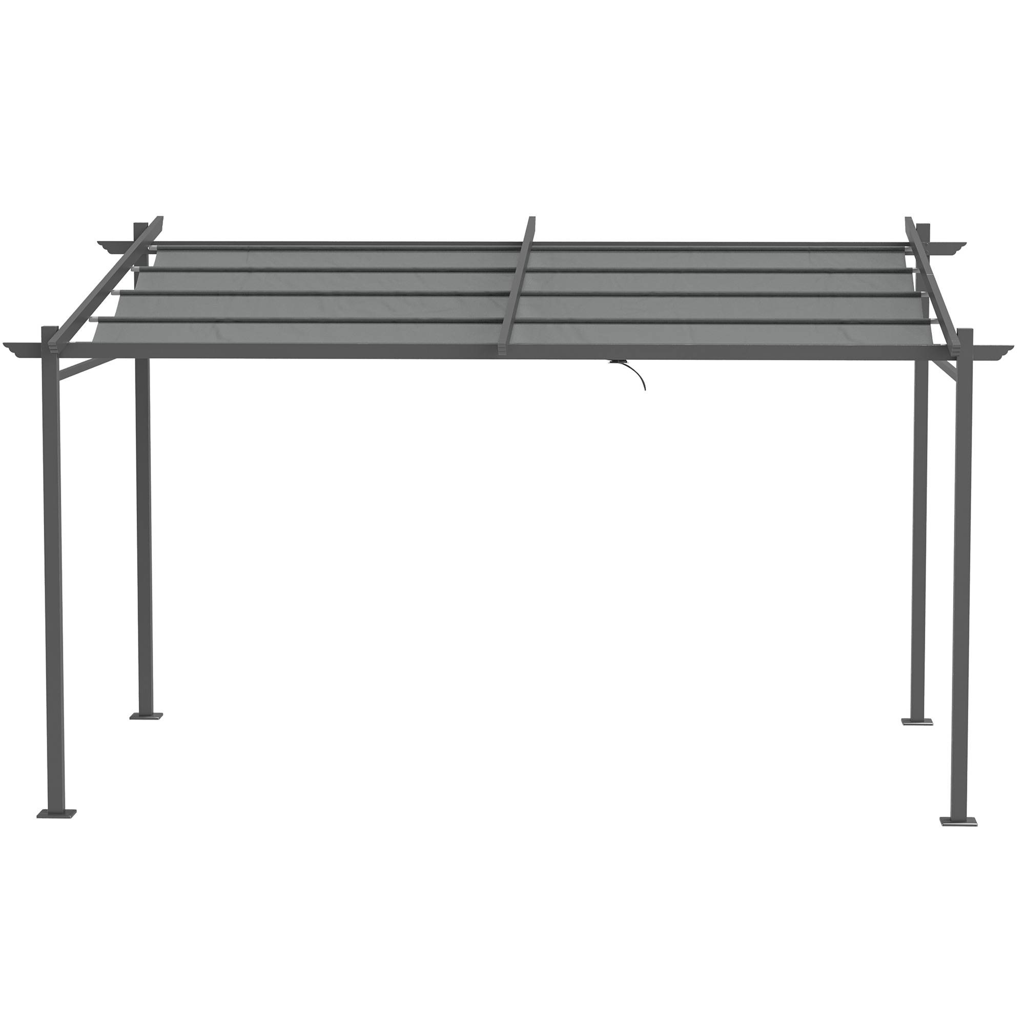 Outsunny - Pergola extérieure adossée 4x3m toile coulissante rétractable structure acier et aluminium polyester 180g/m² gris - Outsunny - Image 4
