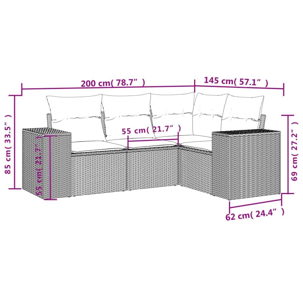 Vidaxl - Salon de jardin 4 pcs avec coussins marron résine tressée vidaXL 3222512 - Image 3