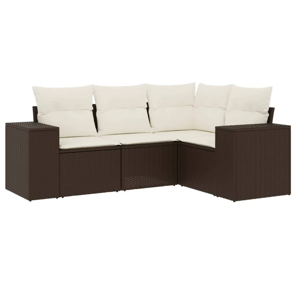 Vidaxl - Salon de jardin 4 pcs avec coussins marron résine tressée vidaXL 3222512 - Image 2