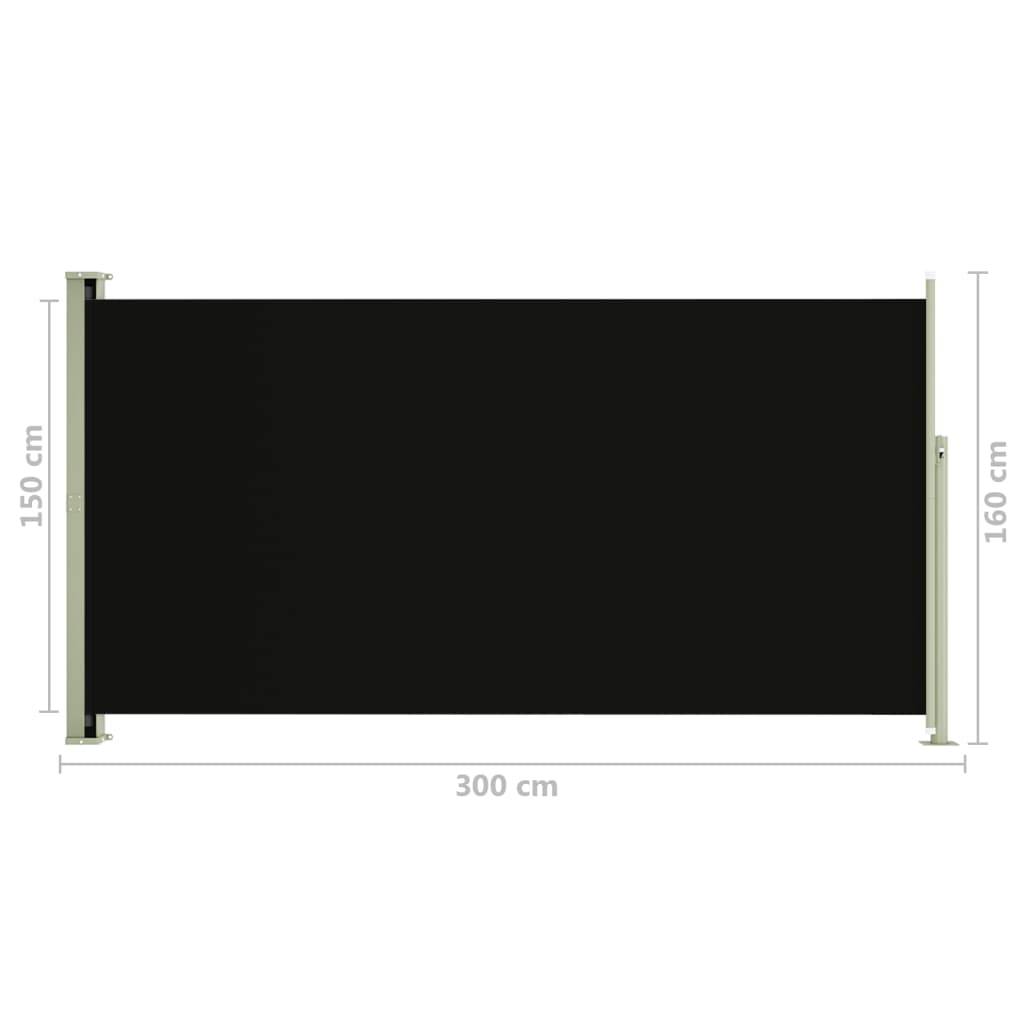 Helloshop26 - Auvent paravent store brise-vue latéral rétractable de patio jardin terrasse balcon protection visuelle écran 160 x 300 cm noir - Image 6