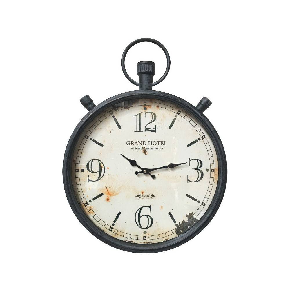 Horloge chronomètre en métal gris et blanc Ø.44 cm Chemin de campagne - Image 1