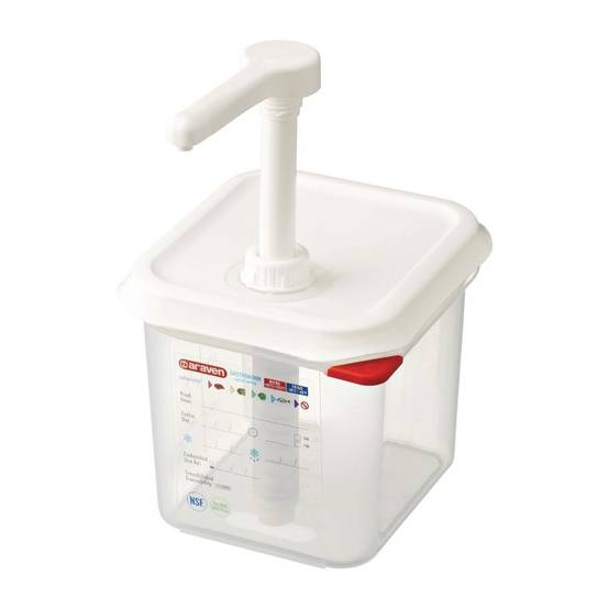 Distributeur de Sauce GN 1/6 Transparent 2,6 L - Araven - Image 1