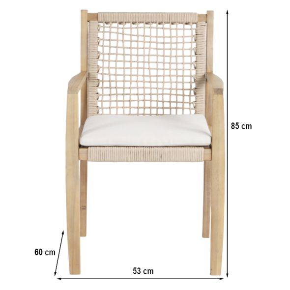 Lot de 2 fauteuils SAMOA en bois d'acacia et corde avec coussins Beau Rivage - Image 3