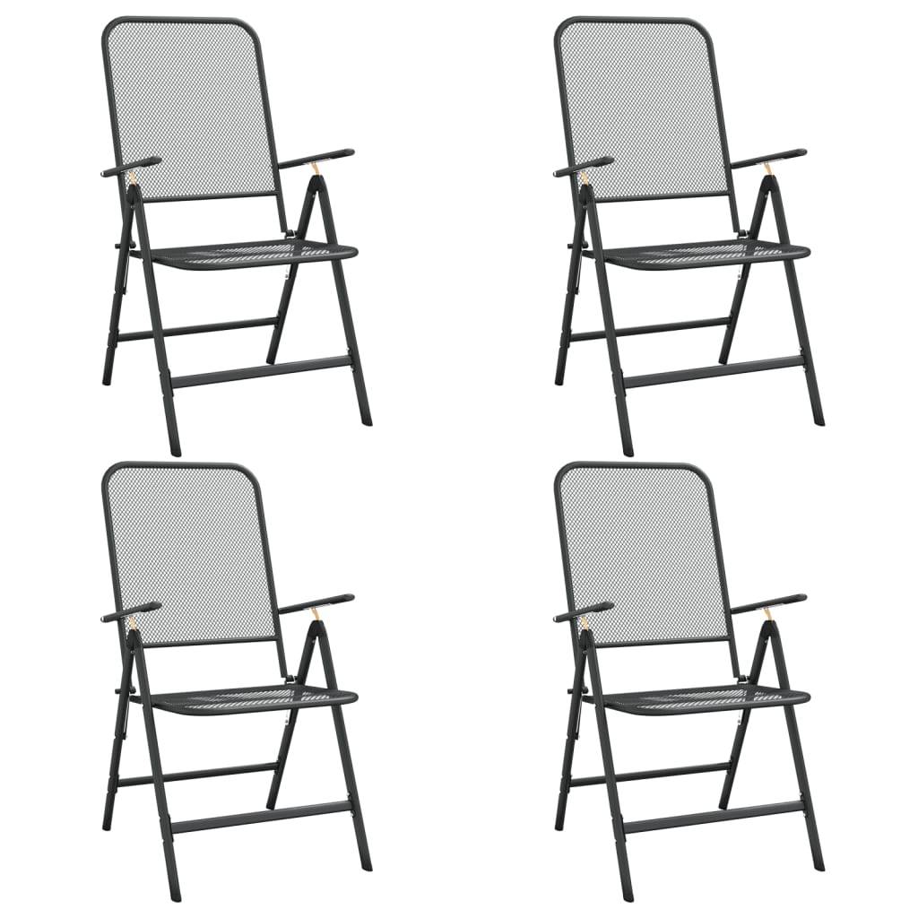 Vidaxl - Chaises pliables jardin lot de 4 Maille métallique Anthracite vidaXL 317341 - Image 2