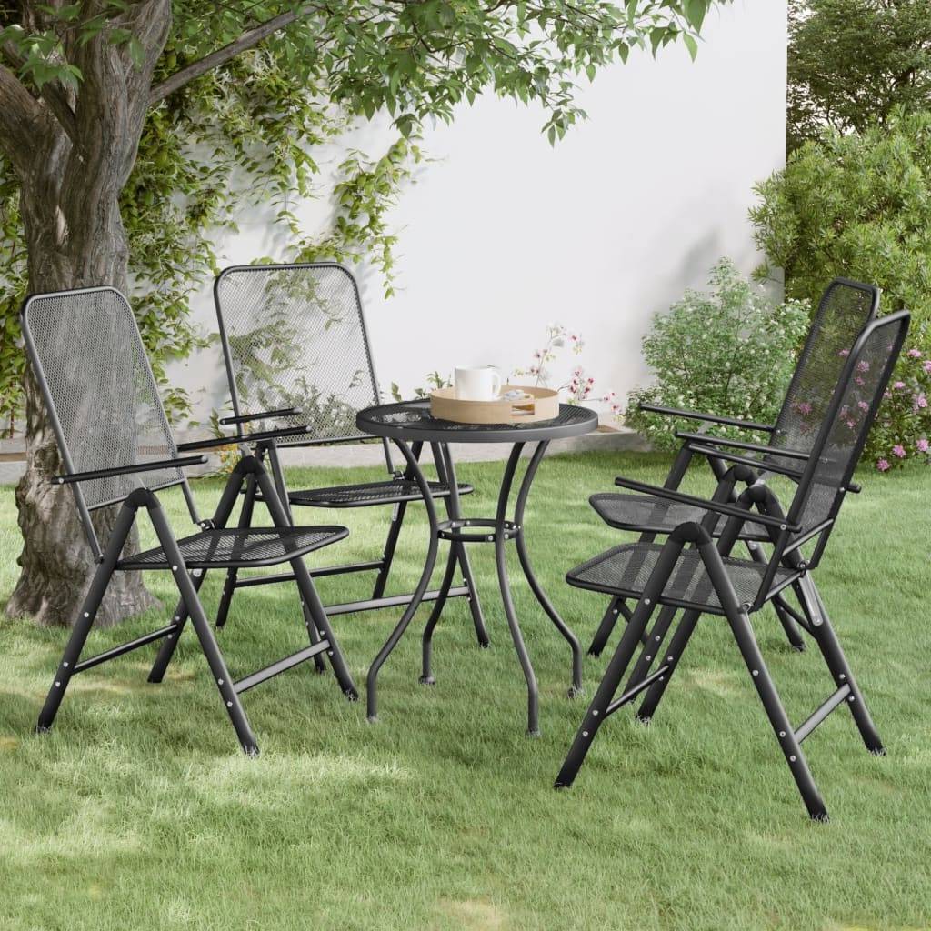 Vidaxl - Chaises pliables jardin lot de 4 Maille métallique Anthracite vidaXL 317341 - Image 1