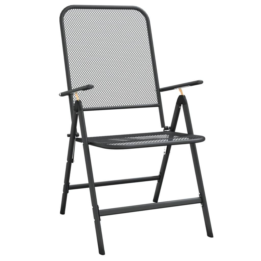 Vidaxl - Chaises pliables jardin lot de 4 Maille métallique Anthracite vidaXL 317341 - Image 9