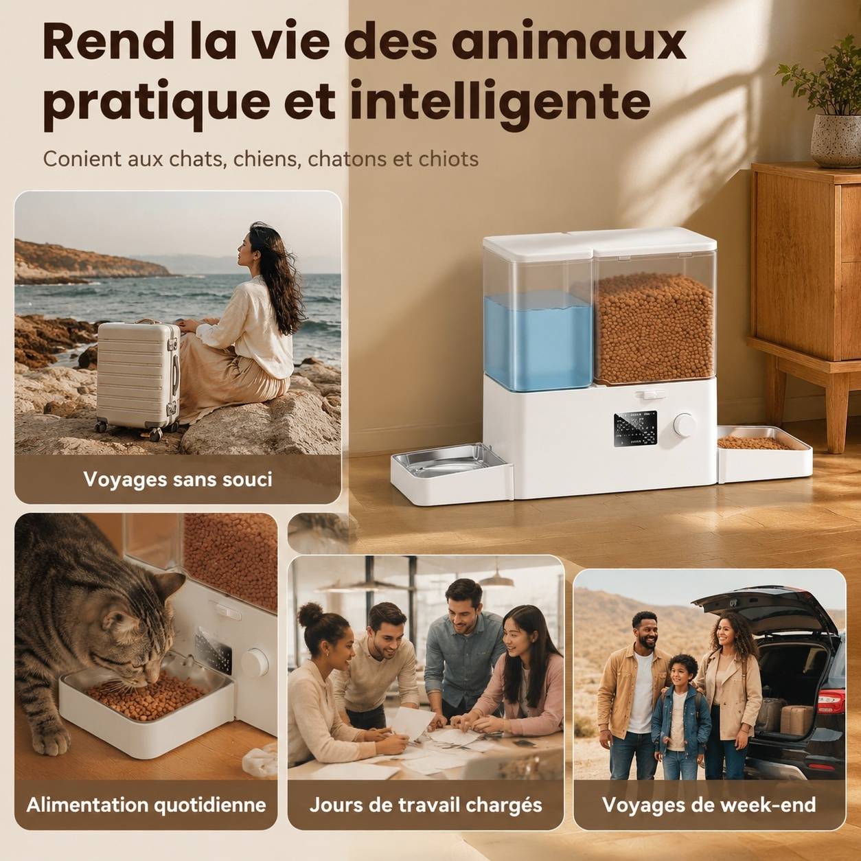 Distributeur Automatique 2 en 1 Nourriture et Eau pour Chat avec App Wifi Grande Capacité - Image 9