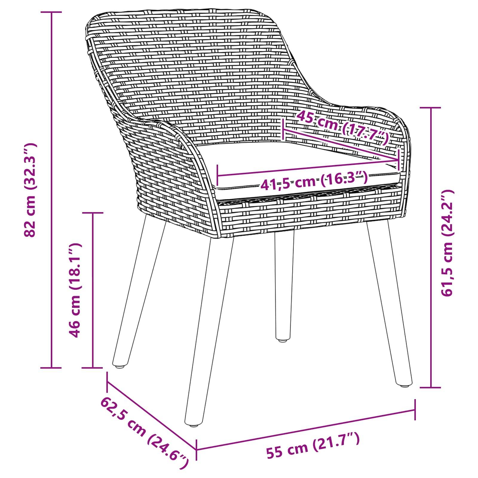 PANGIVO - Chaise de jardin polyrotin Noir 62,5 x 55 x 82 cm - PANGIVO - Image 8