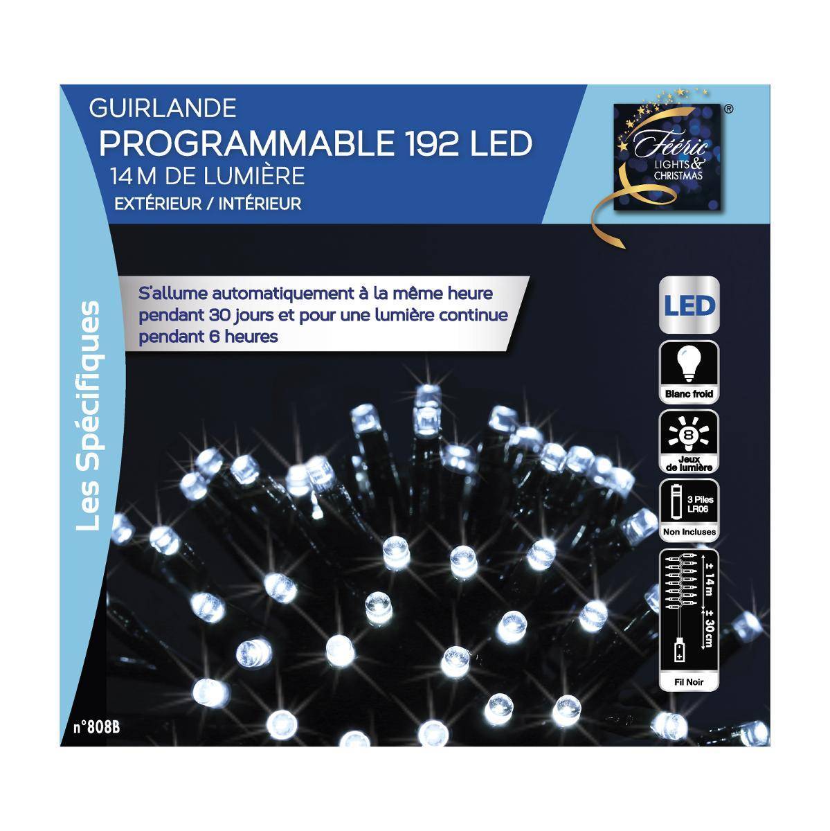 Guirlande lumineuse 192 LED programmable 14m extérieur blanc froid FEERIC LIGHTS & CHRISTMAS - Image 3