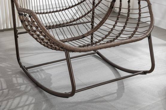 Fauteuil à bascule résine tressée acier jardin terrasse ergonomique 90x106x78cm gris - ComfortXL Outdoor Living - Image 2