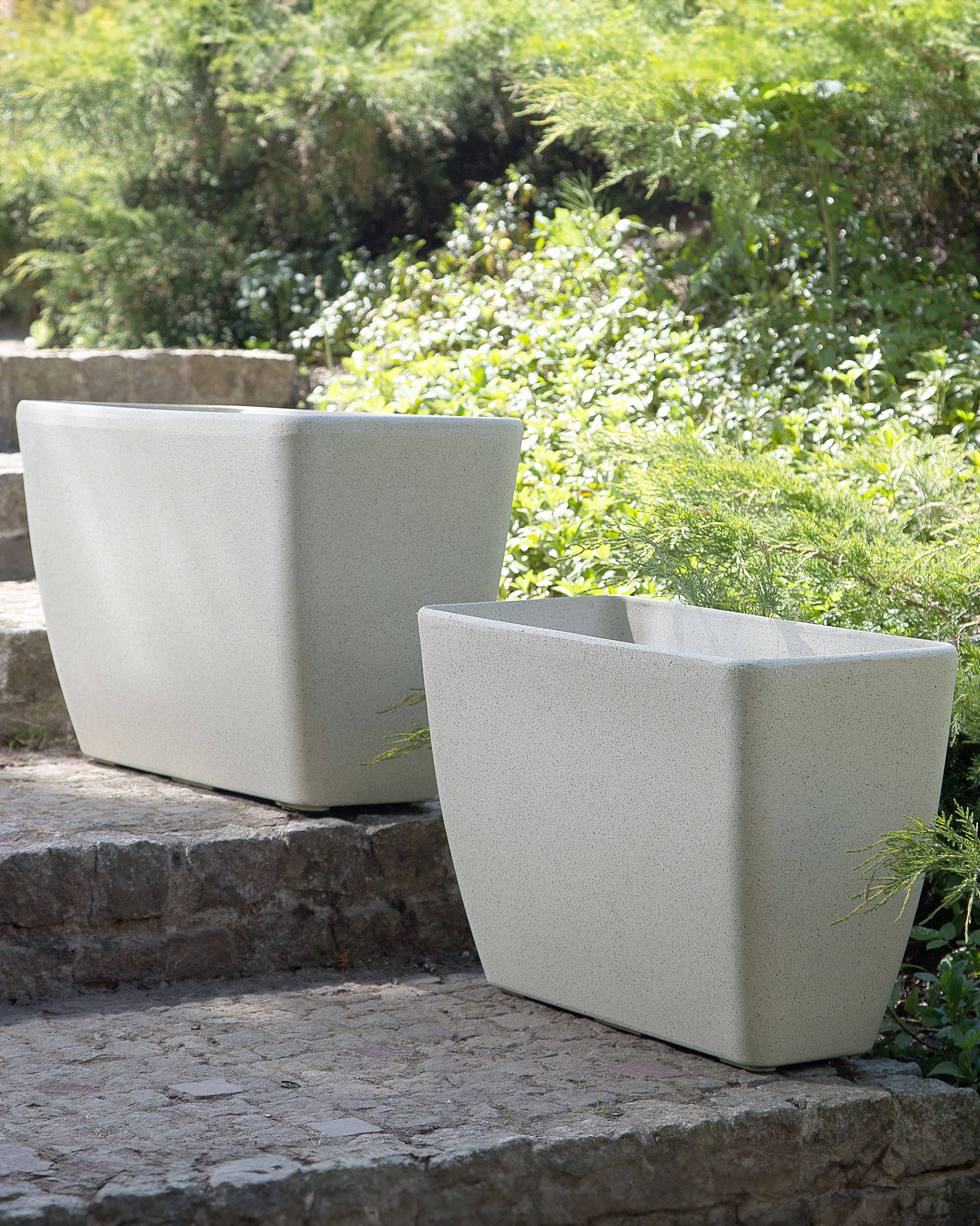 Beliani - Cache-pot d'extérieur Fibre d'argile Beige clair BARIS - 60x27x41- Beliani - Image 1