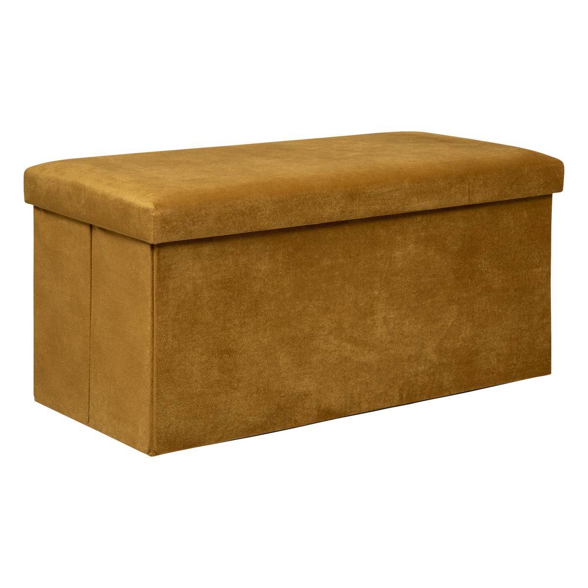 Atmosphera - Pouf pliant double "Lilou" en velours 76x38cm jaune ocre - Atmosphera Créateur d'intérieur - Image 1
