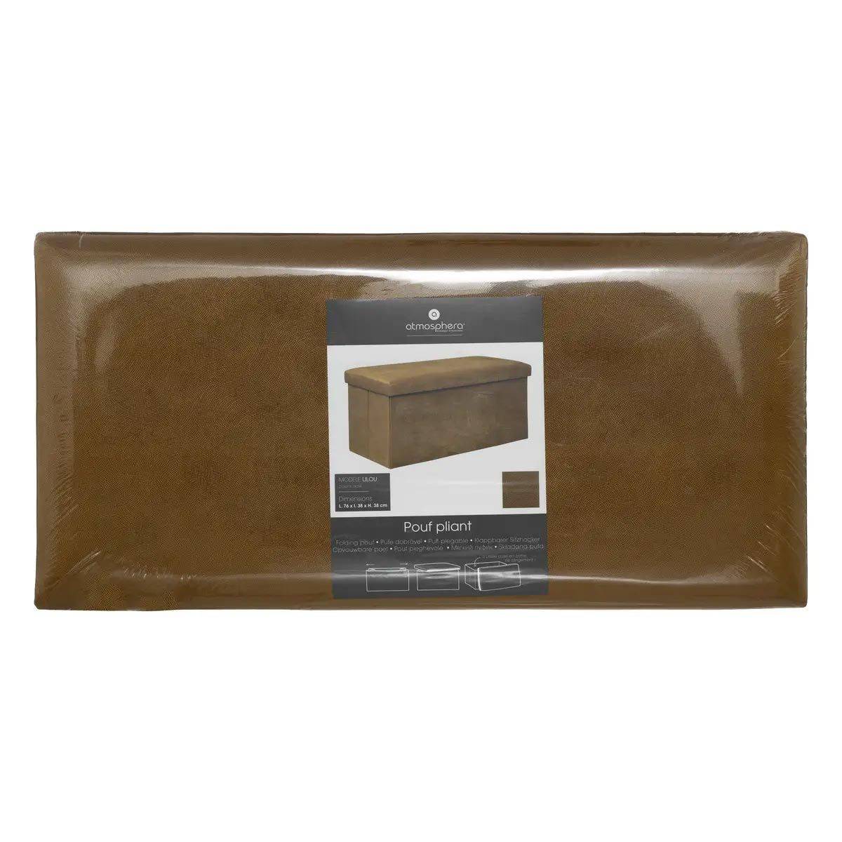 Atmosphera - Pouf pliant double "Lilou" en velours 76x38cm jaune ocre - Atmosphera Créateur d'intérieur - Image 6