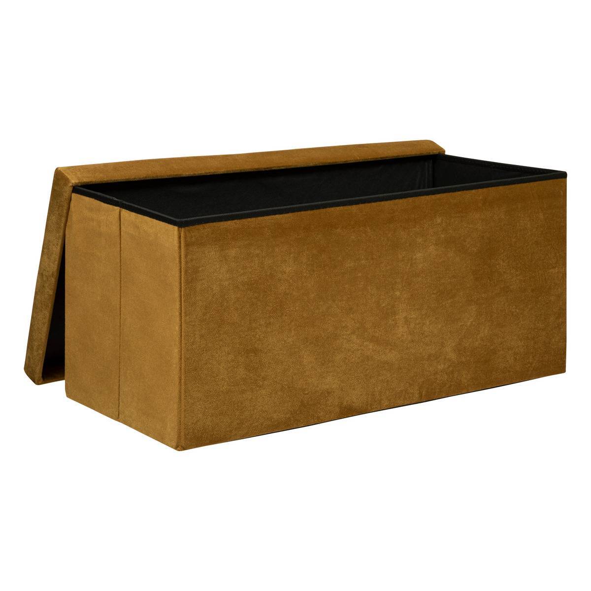Atmosphera - Pouf pliant double "Lilou" en velours 76x38cm jaune ocre - Atmosphera Créateur d'intérieur - Image 3