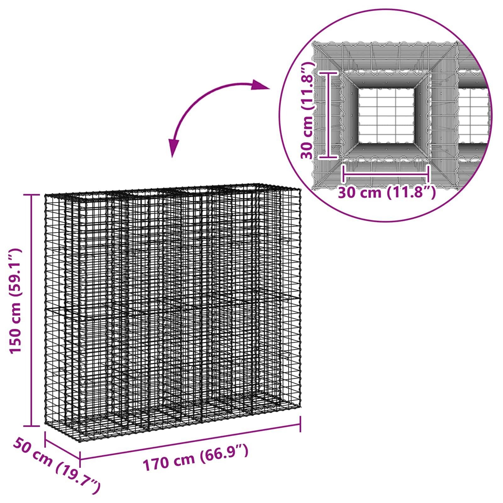 PANGIVO - Lit surélevé gabion acier galvanisé argenté 170 x 50 x 150 cm - PANGIVO - Image 8