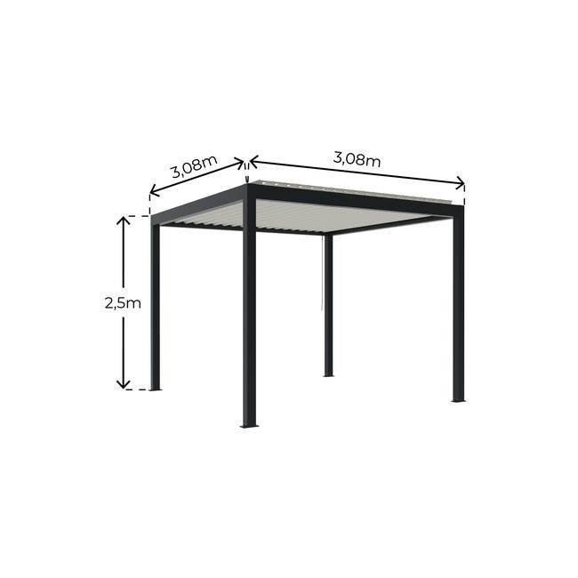 Pergola Bioclimatique Aluminium Autoportante Anthracite 3x3 Manuelle S ORIAL France - Image 2