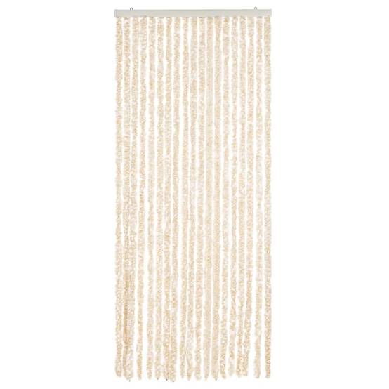 Rideau anti-mouches, Panneau de rideau beige et blanc 56x185 cm chenille - Image 3
