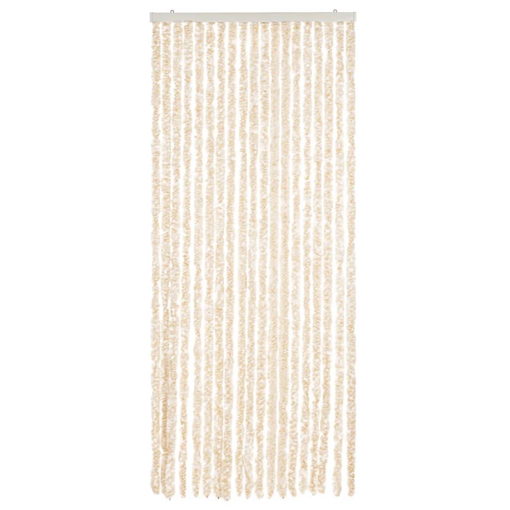 Rideau anti-mouches, Panneau de rideau beige et blanc 56x185 cm chenille - Image 3