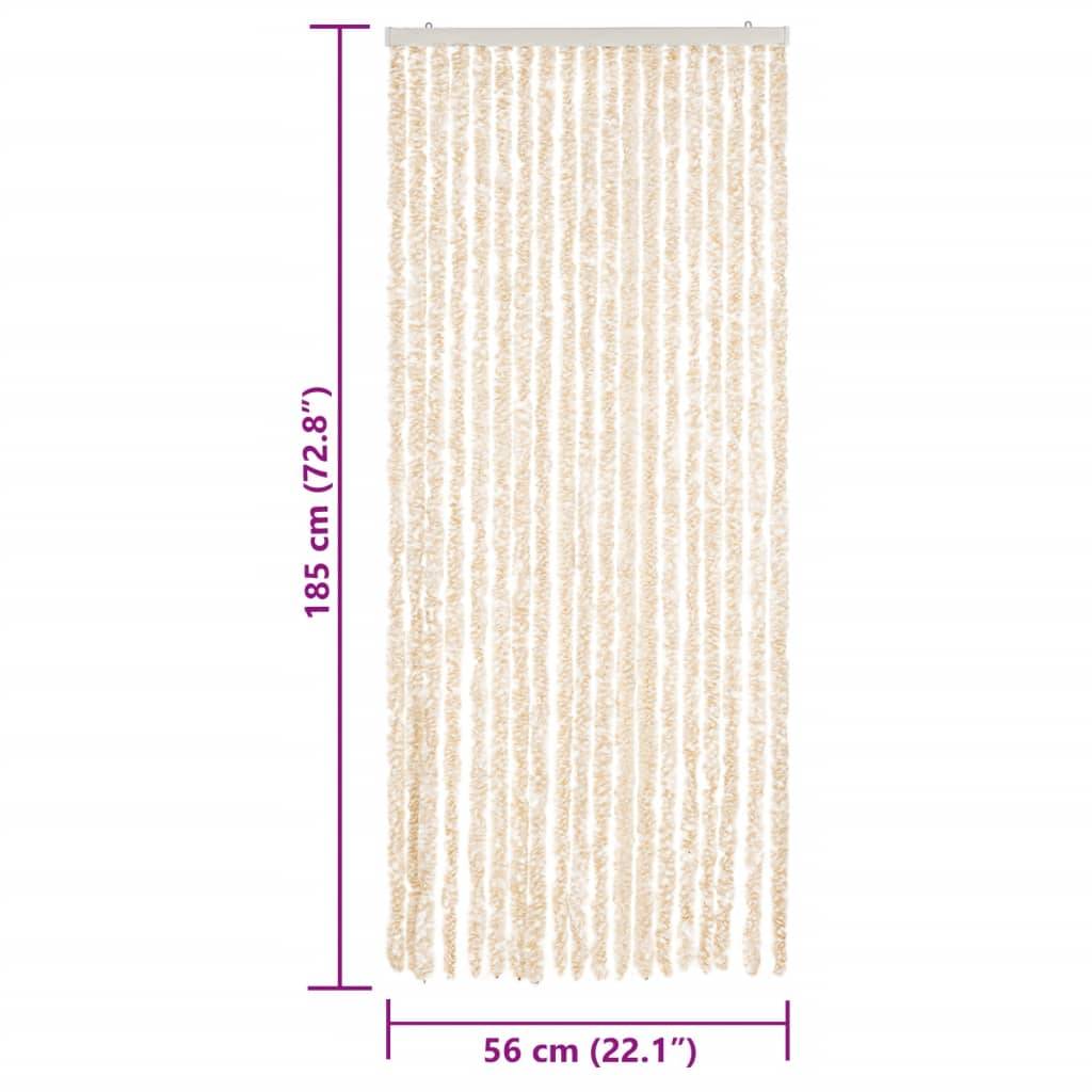 Rideau anti-mouches, Panneau de rideau beige et blanc 56x185 cm chenille - Image 7