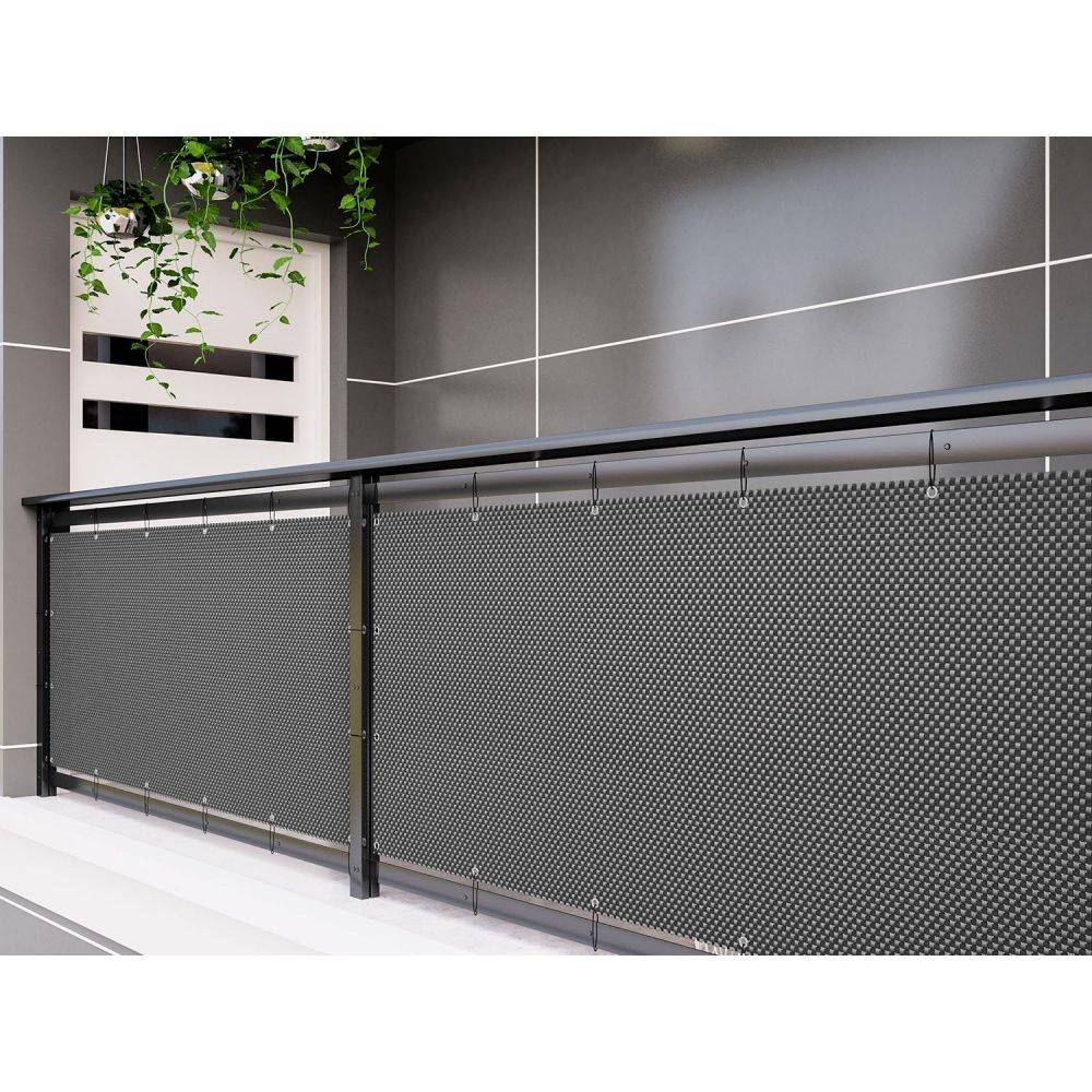 Rattan Art - Brise-vue en résine tressée avec oeillets métalliques coloris noir 1 x 3 m - Image 4