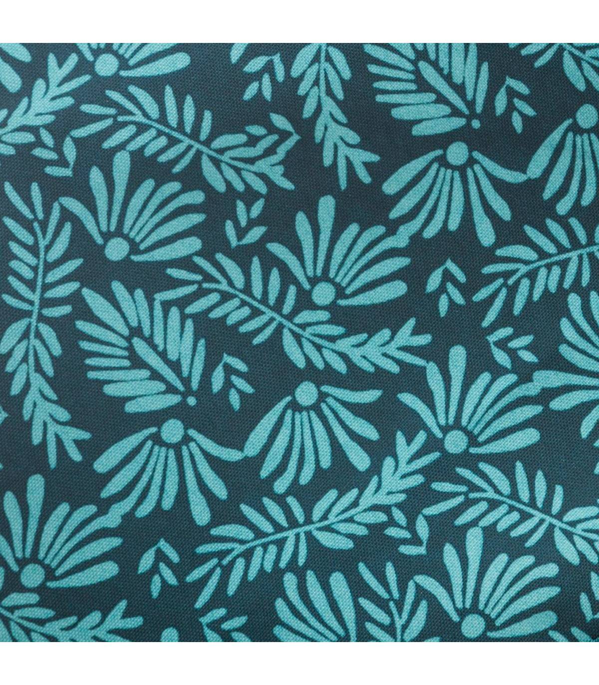 Nappe ronde anti-taches Bleu canard imprimé Feuille D 180 cm - Image 2