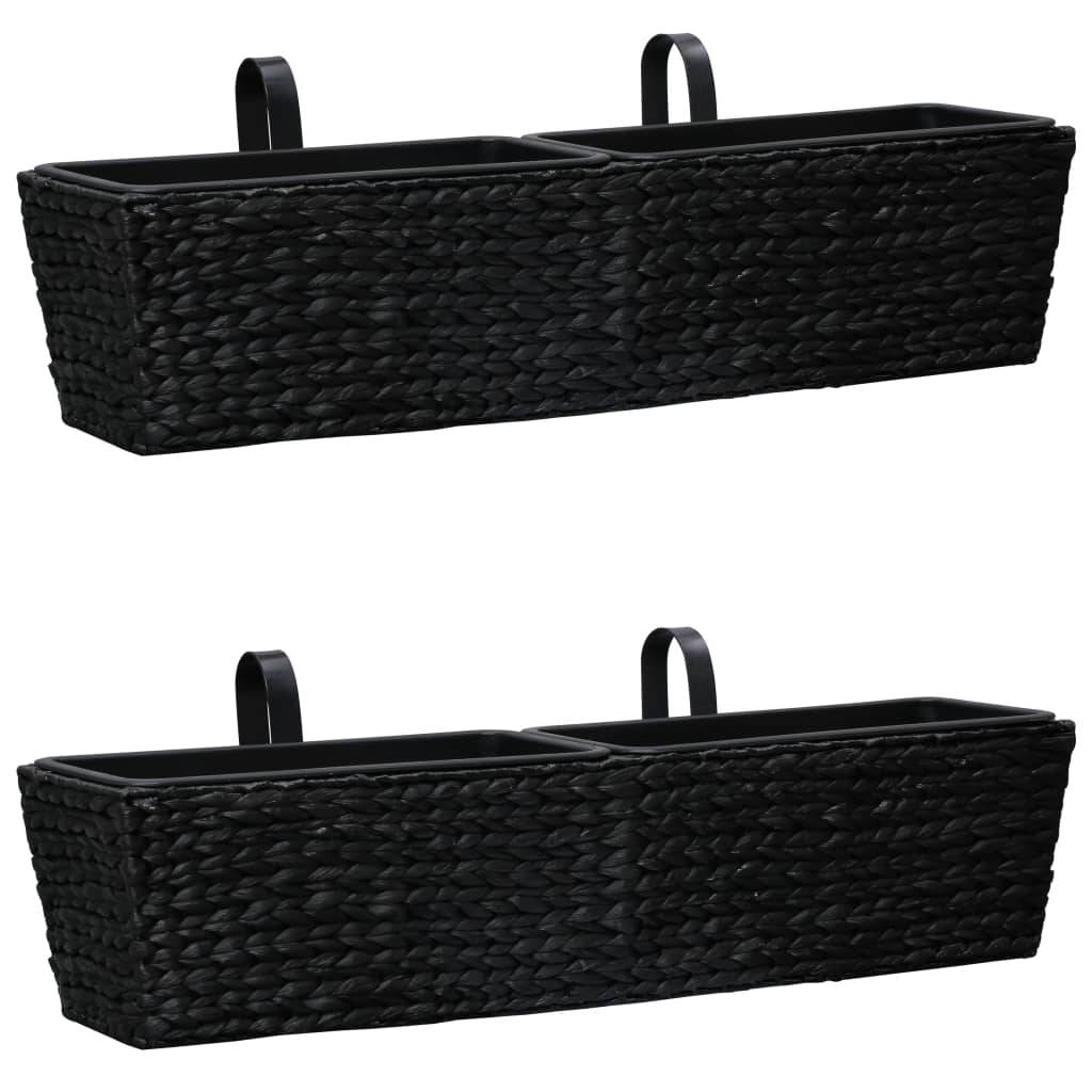 Helloshop26 - Lot de 2 jardinières 80 cm jacinthe d'eau noir - Image 1