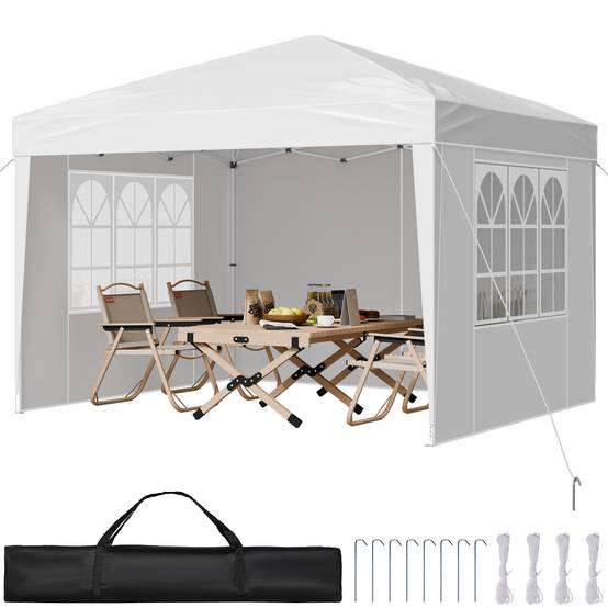 Vevor - VEVOR Tonnelle pop-up 2.95x2.95 m, portable, parois latérales, abri solaire jardin/événements, blanc. - Image 1