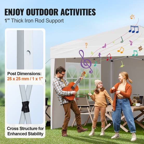 Vevor - VEVOR Tonnelle pop-up 2.95x2.95 m, portable, parois latérales, abri solaire jardin/événements, blanc. - Image 4