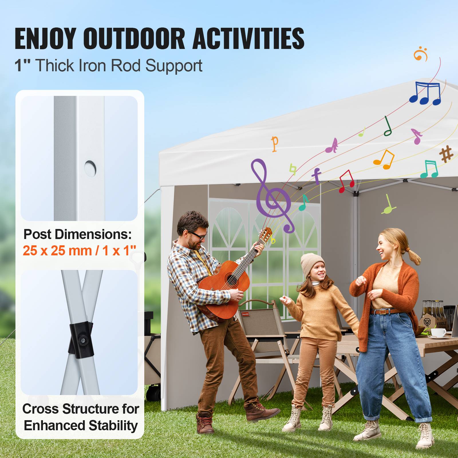 Vevor - VEVOR Tonnelle pop-up 2.95x2.95 m, portable, parois latérales, abri solaire jardin/événements, blanc. - Image 4
