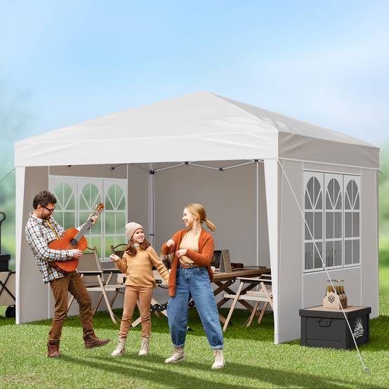 Vevor - VEVOR Tonnelle pop-up 2.95x2.95 m, portable, parois latérales, abri solaire jardin/événements, blanc. - Image 8