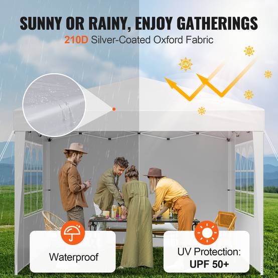 Vevor - VEVOR Tonnelle pop-up 2.95x2.95 m, portable, parois latérales, abri solaire jardin/événements, blanc. - Image 3