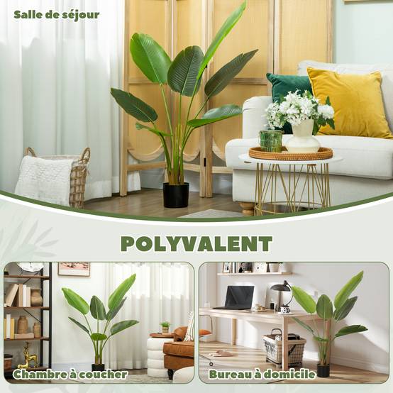 Bananier artificiel plastique bureau hall touche exotique 109 cm vert - ComfortXL Outdoor Living - Image 7