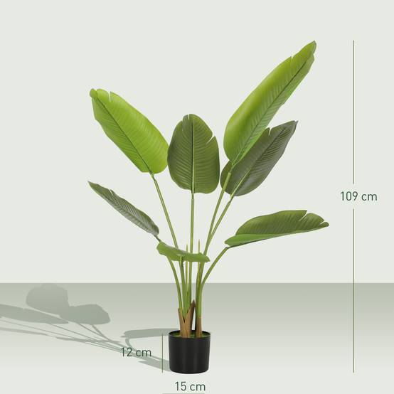 Bananier artificiel plastique bureau hall touche exotique 109 cm vert - ComfortXL Outdoor Living - Image 5
