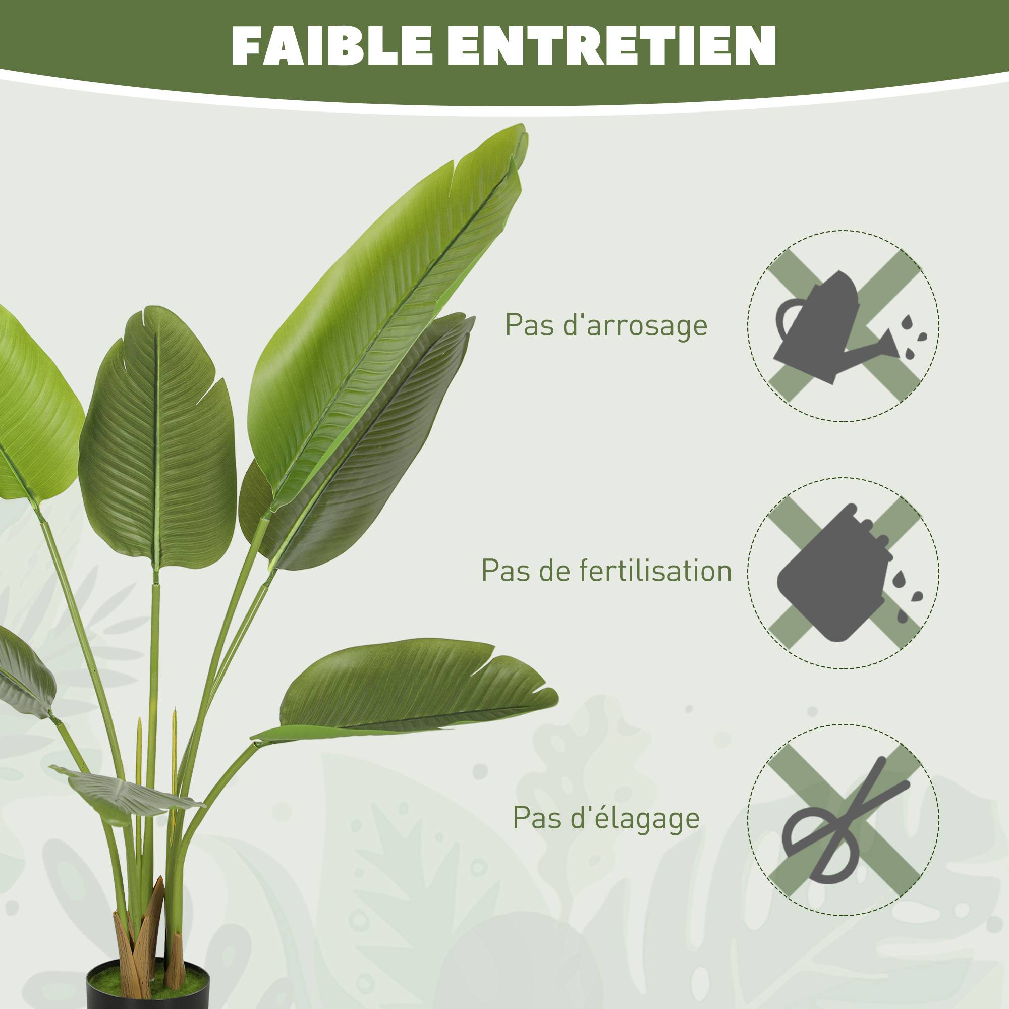 Bananier artificiel plastique bureau hall touche exotique 109 cm vert - ComfortXL Outdoor Living - Image 8