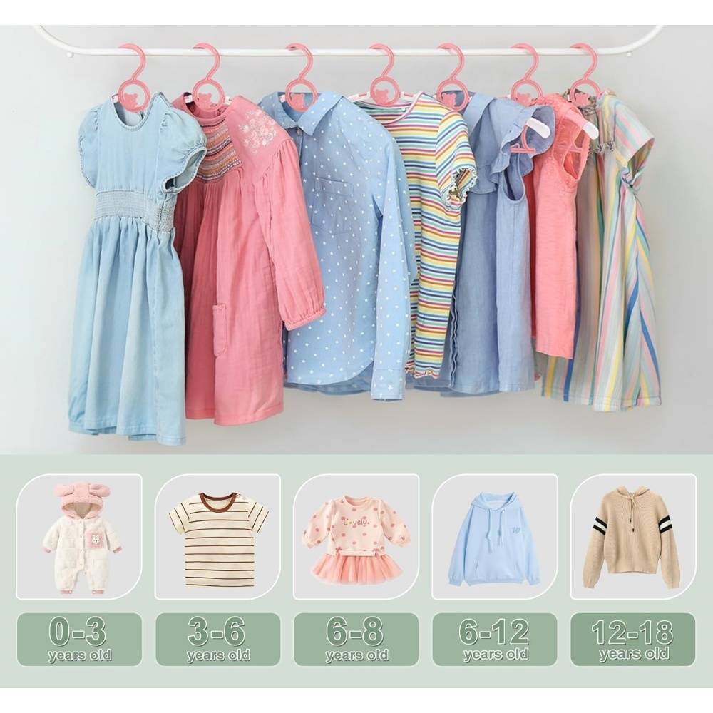 Étendoir à linge-Lot de 20 cintres bébé extensibles – 27,9 à 35,6 cm – Rose– Antidérapants – Gain de place – Living123 - Image 5